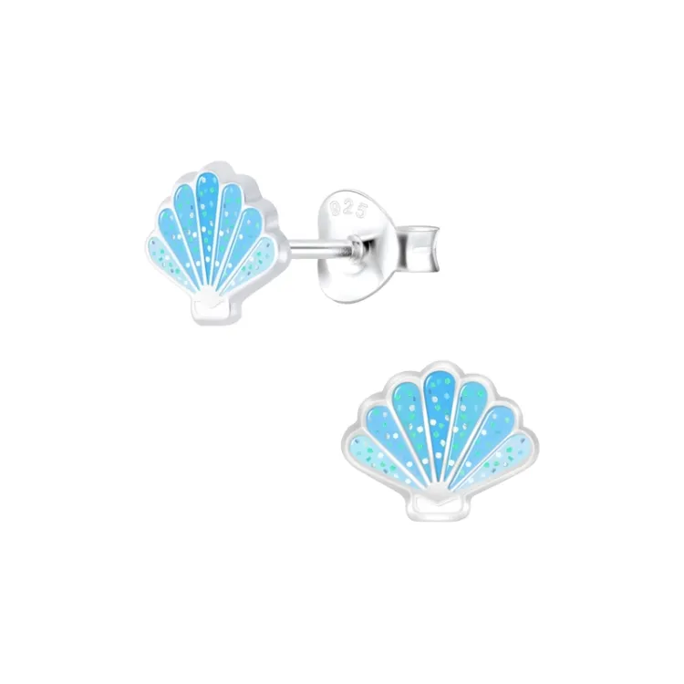 schelp kinder oorbellen in zilver - Little Ones