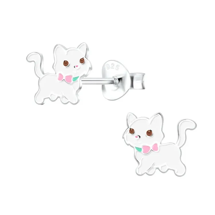 katten kinder oorbellen in zilver - Little Ones