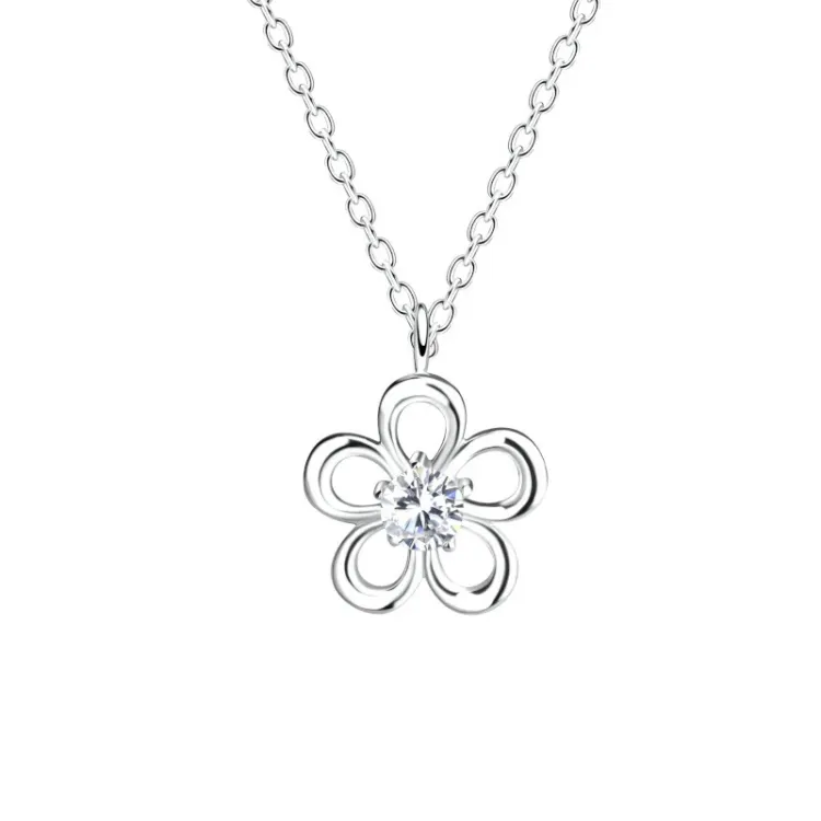 bloem ketting met hanger in zilver - Little Ones