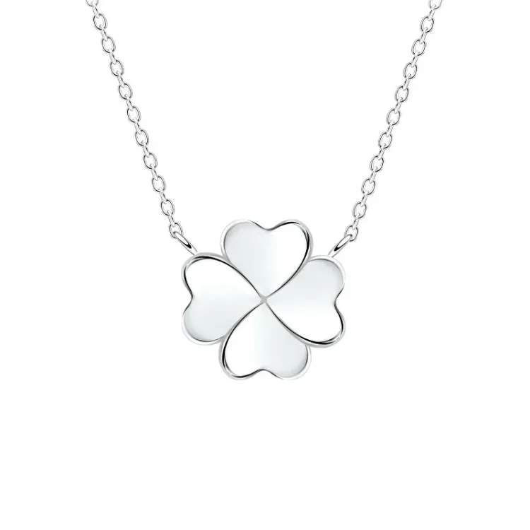 klavertje vier ketting met hanger in zilver