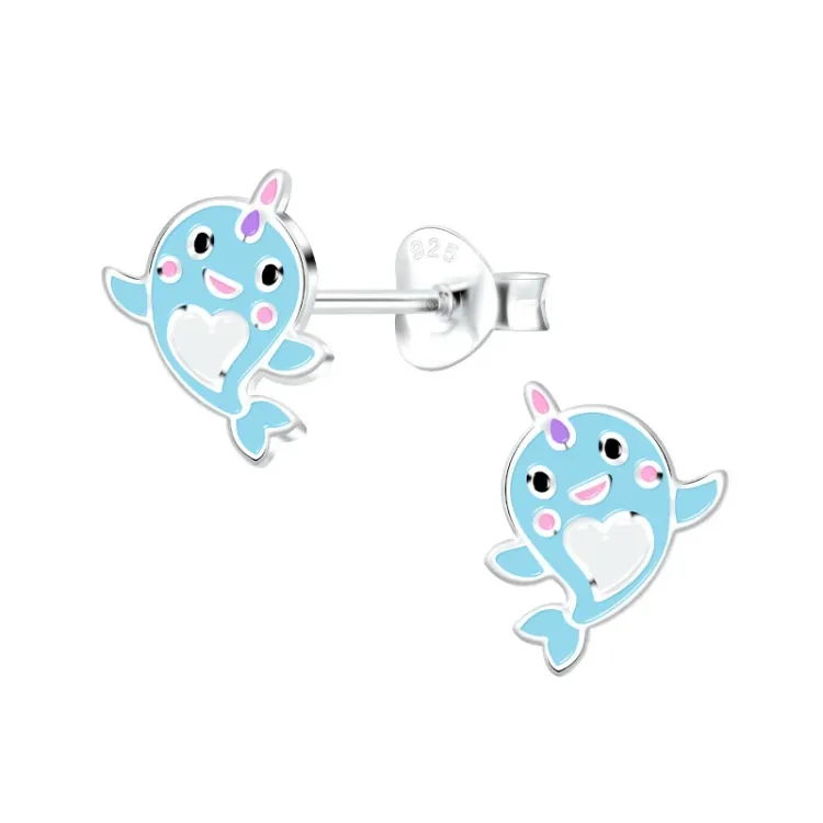 walvis kinder oorbellen in zilver - Little Ones
