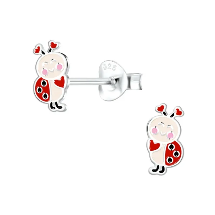 lieveheersbeestje kinder oorbellen in zilver - Little Ones