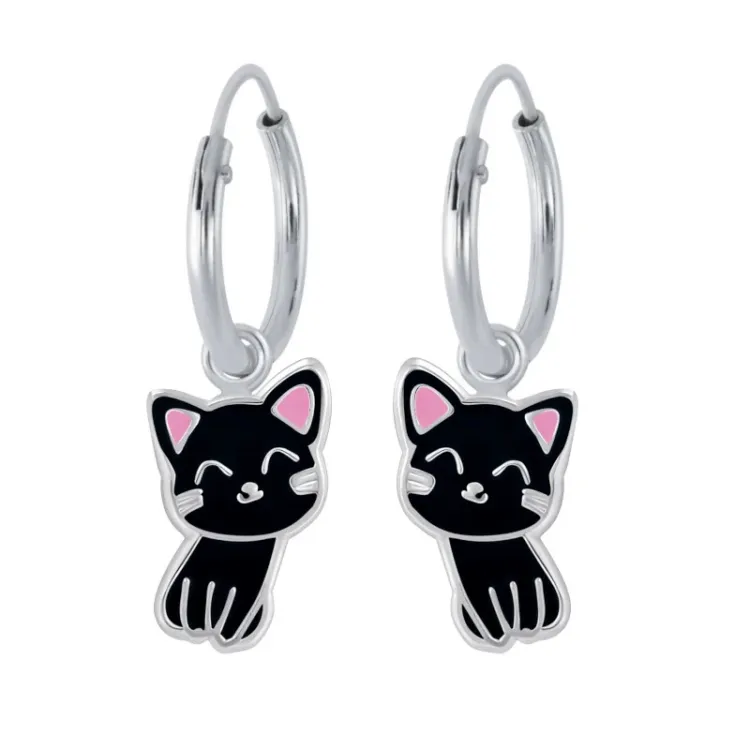 katten kinder oorbellen in zilver - Little Ones