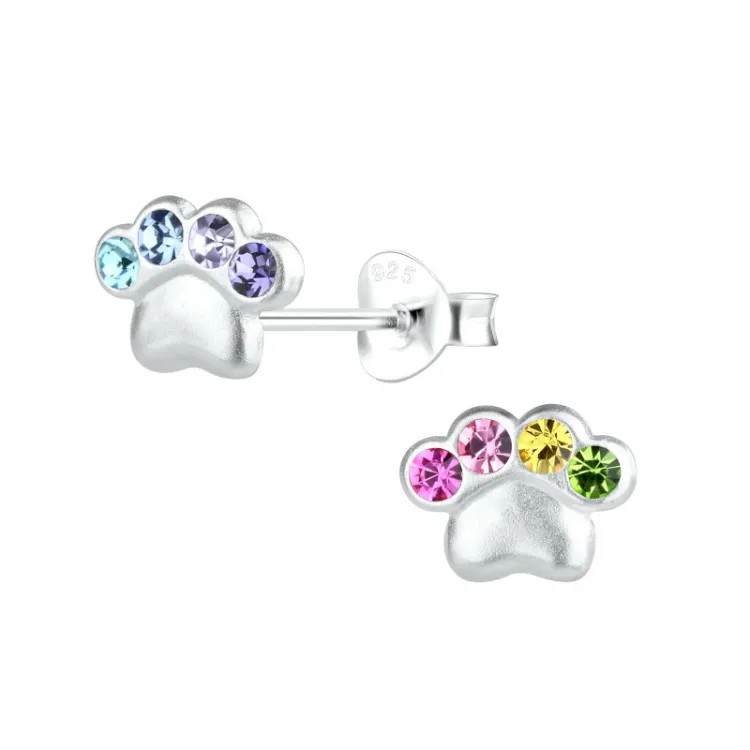 poot kristal kinder oorbellen in zilver - Little Ones