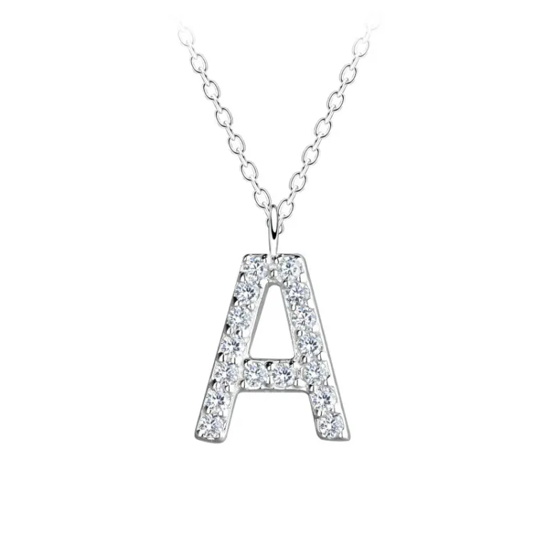 letter a zirkoon ketting in zilver