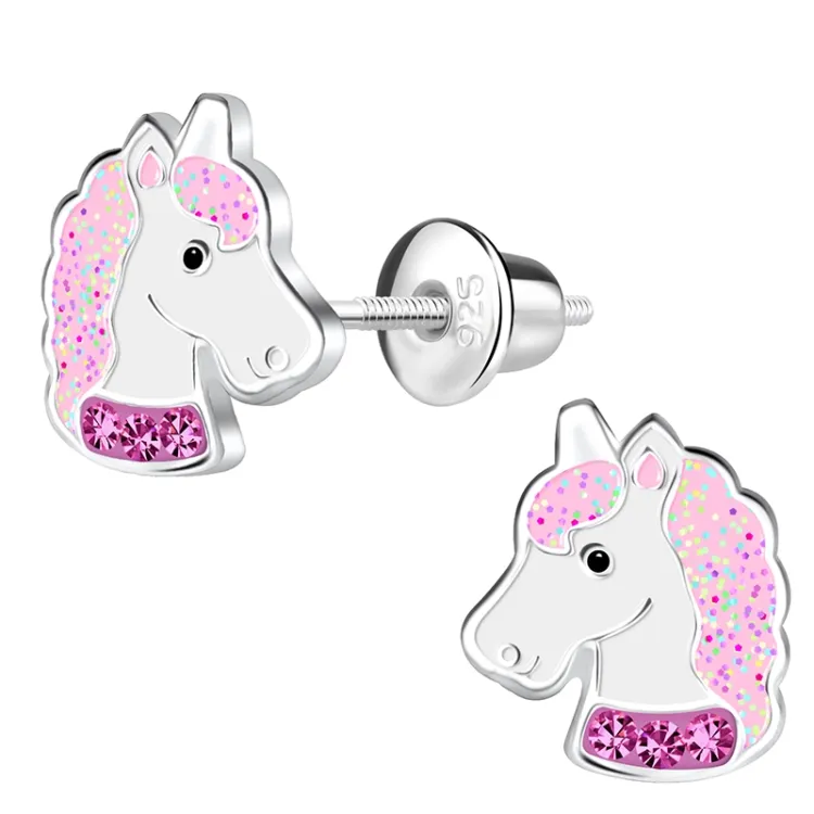 eenhoorn kinder oorbellen in zilver - Little Ones