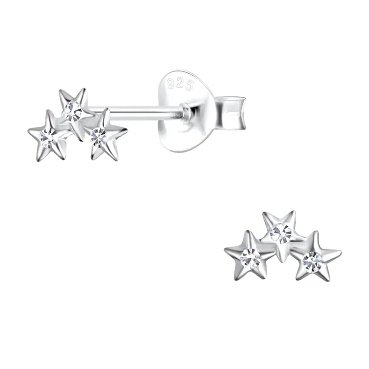 ster kristal oorbellen in zilver - Little Ones