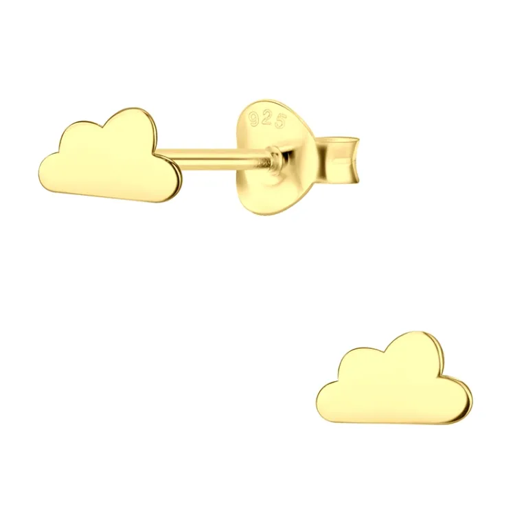 wolken kinder oorbellen in verguld zilver - Little Ones