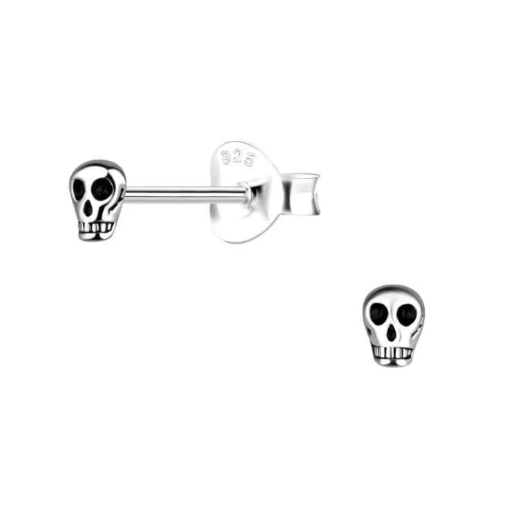 doodshoofd kinder oorbellen in zilver