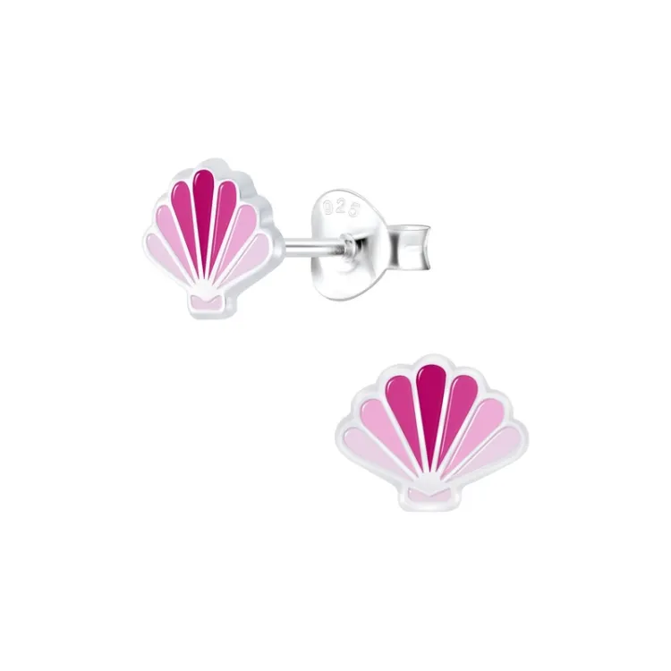 schelp kinder oorbellen in zilver - Little Ones