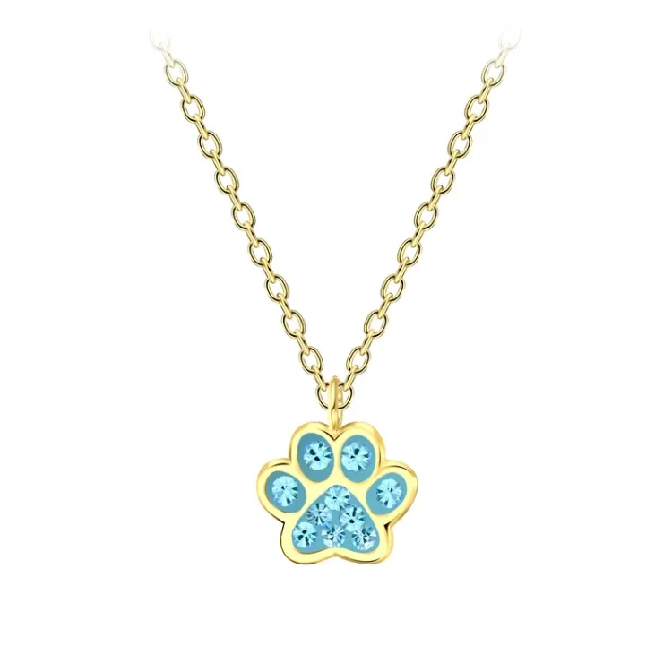 poot blauwe ketting in verguld sterlingzilver - Little Ones