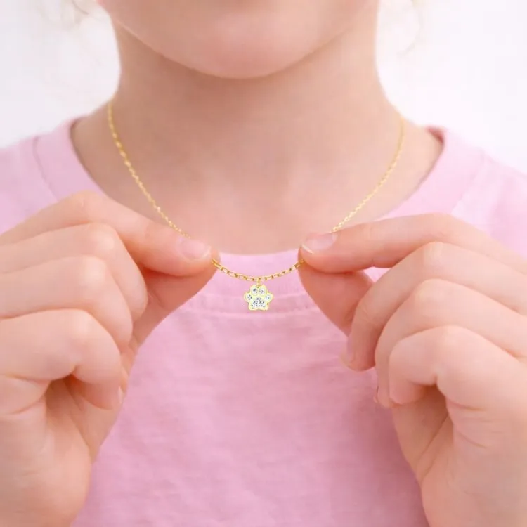 poot witte ketting in verguld sterlingzilver - Little Ones