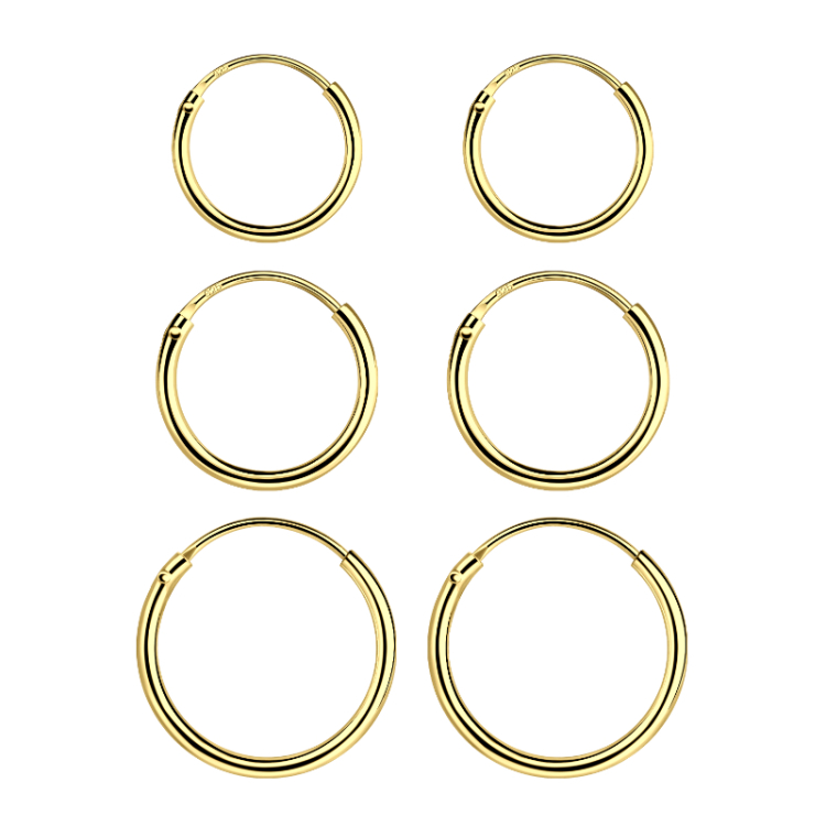 10 x 12 x 14 mm creool in verguld zilver