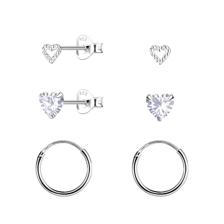 hart zirkoon creool in zilver