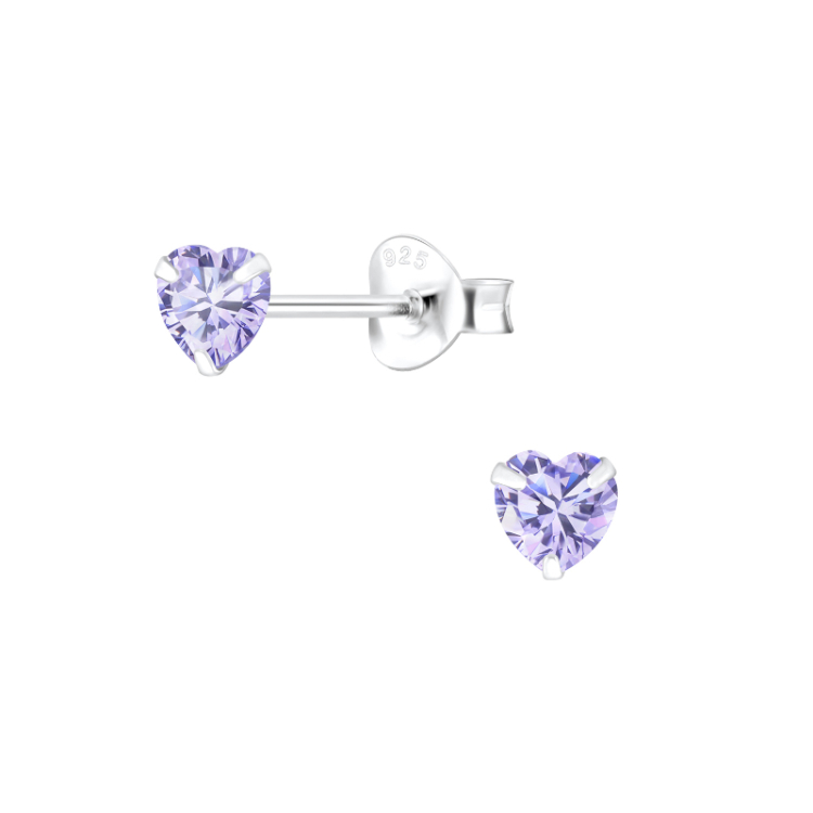 4 mm lavendelkleurige zirkoon oorsteker in zilver - Little Ones