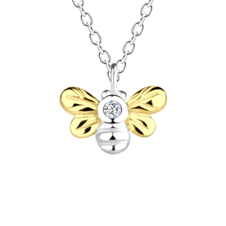 bij ketting in zilver met hanger in zilver en verguld zilver - Little Ones