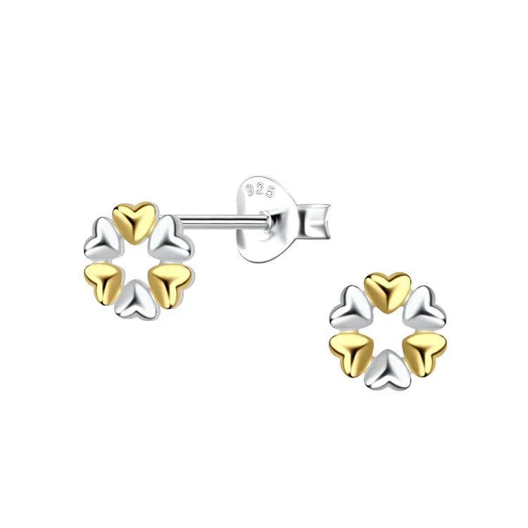 hart kinder oorbellen in zilver met verguld zilver - Little Ones