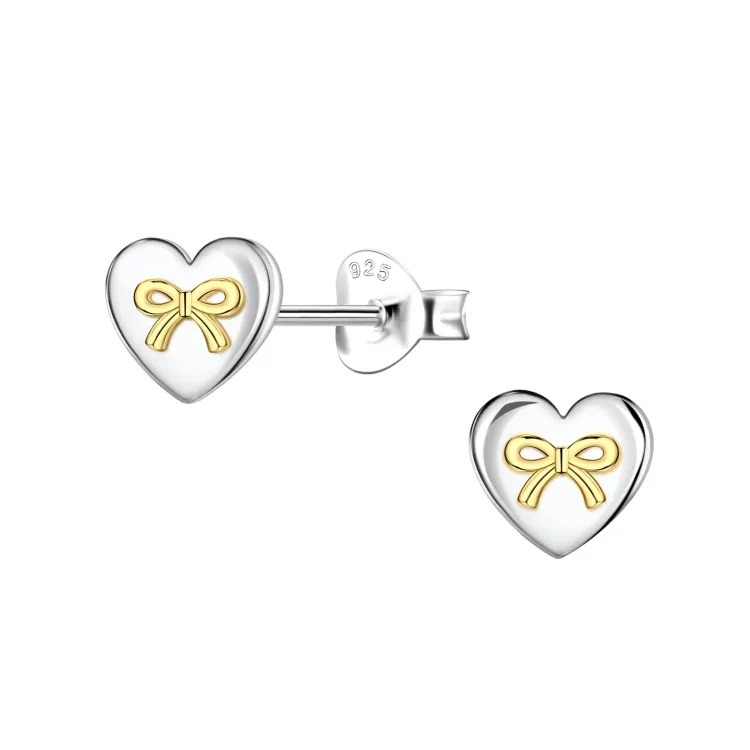hart kinder oorbellen in zilver met verguld zilver - Little Ones
