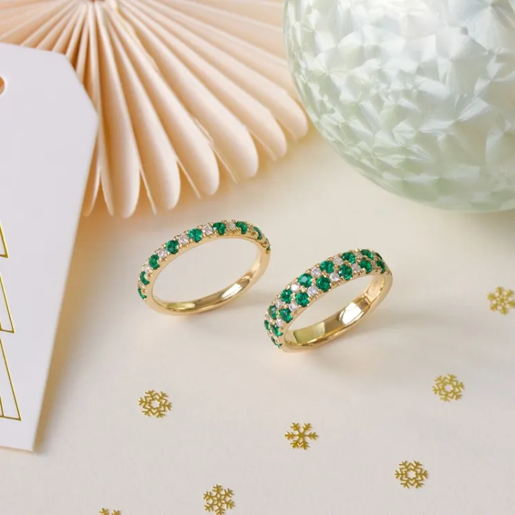 groen synthetische smaragd gouden ring in 9 karaat goud