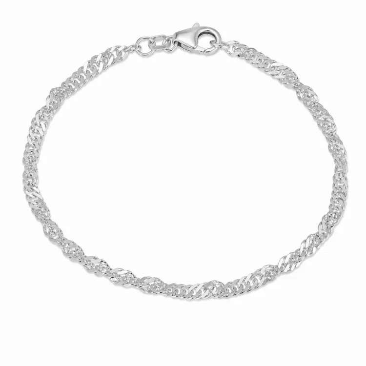BNH singapore armband in zilver 18,5 cm x 2,9 mm
