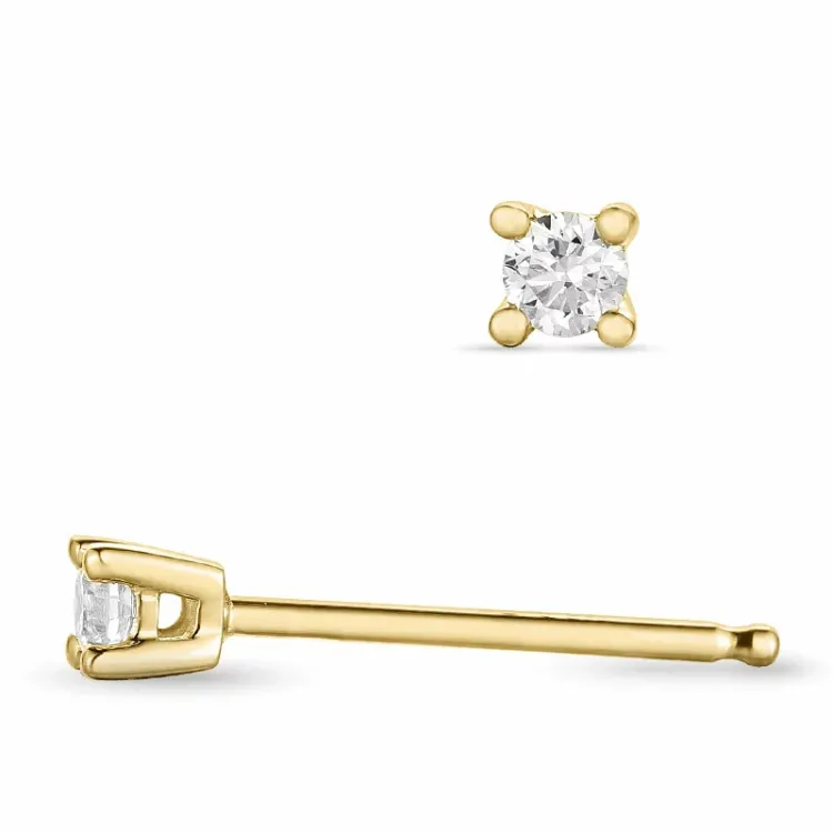 diamant solitaire oorbel in 14 karaat goud met diamant