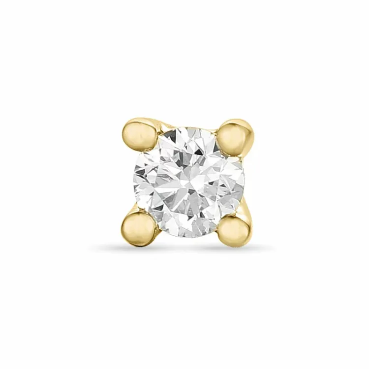 diamant solitaire oorbel in 14 karaat goud met diamant