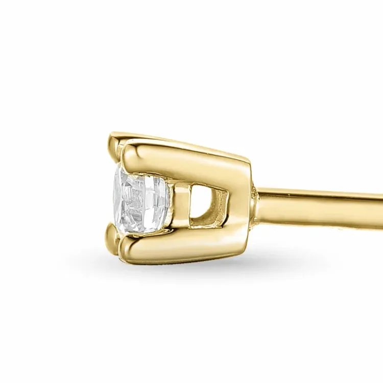 diamant solitaire oorbel in 14 karaat goud met diamant
