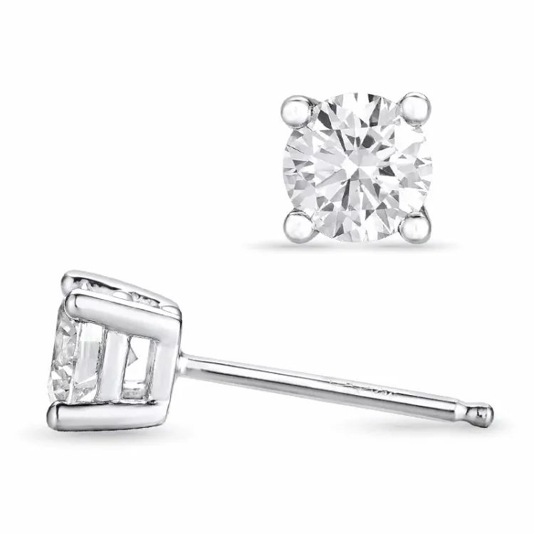 2 x 0,40 ct lab grown diamant witgoud solitaire oorbel in 14 karaat witgoud met lab grown diamant 