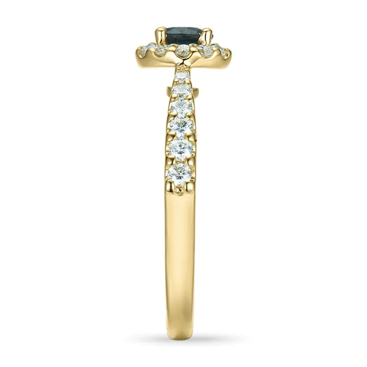 rond saffier rozetring in 14 karaat goud 0,31 ct 0,45 ct