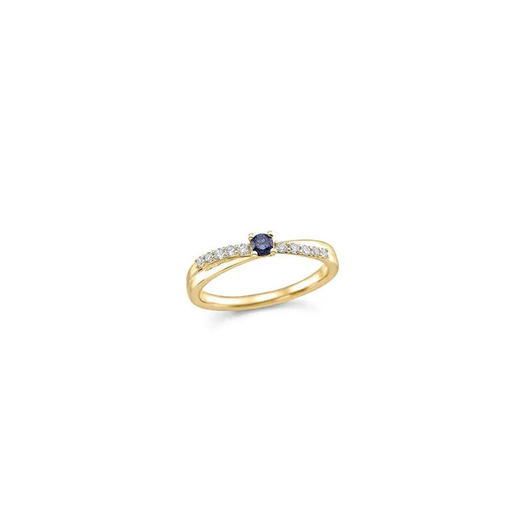 testsieraad blauwe saffier ring in 14 karaat goud 0,15 ct
