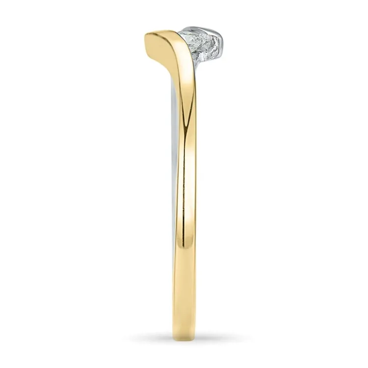smal diamant ring in 14 karaat goud-en witgoud 0,051 ct