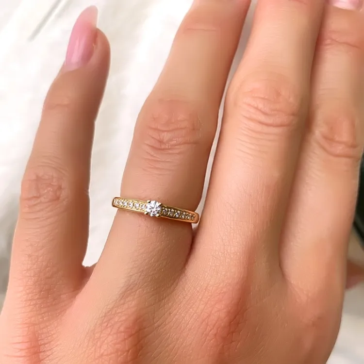 diamant ring in 14 karaat goud 0,1 ct 0,056 ct