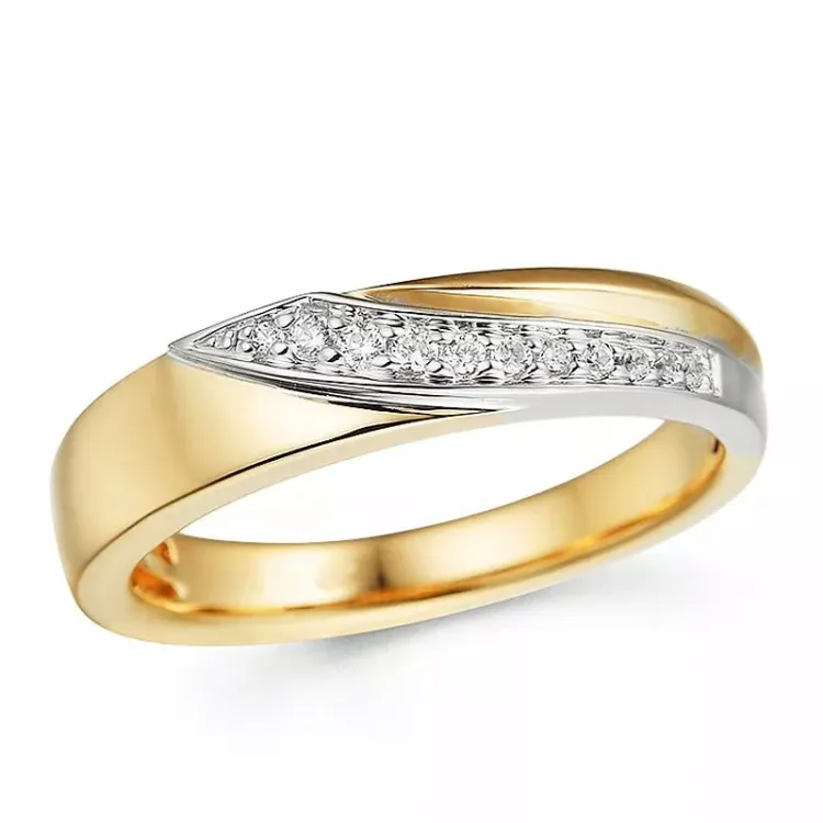 diamant ring in 14 karaat goud-en witgoud 0,08 ct