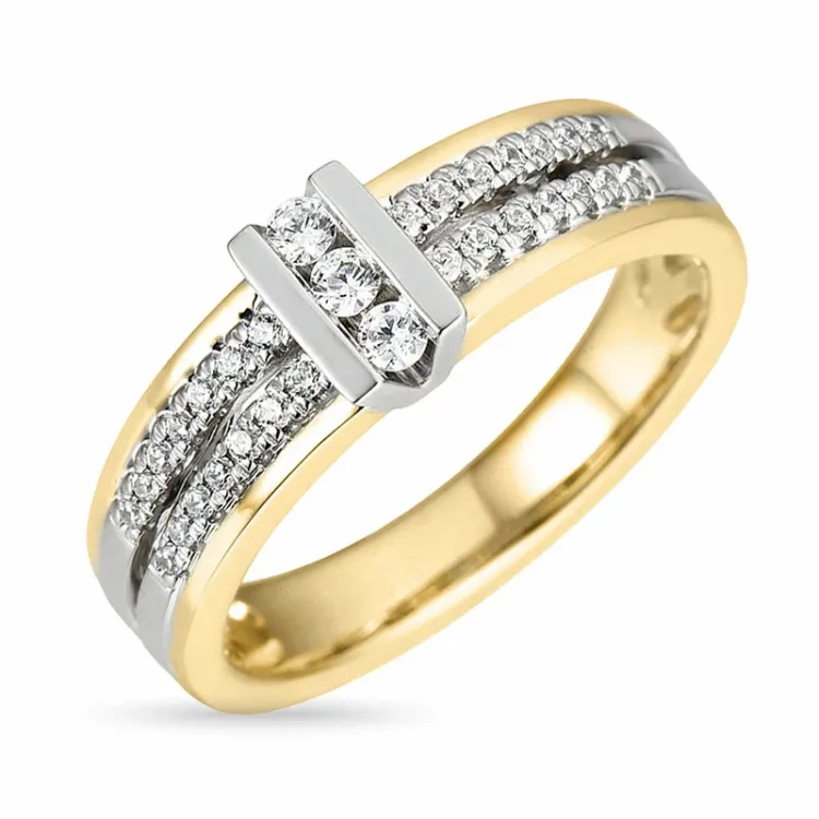 diamant ring in 14 karaat goud-en witgoud 0,257 ct