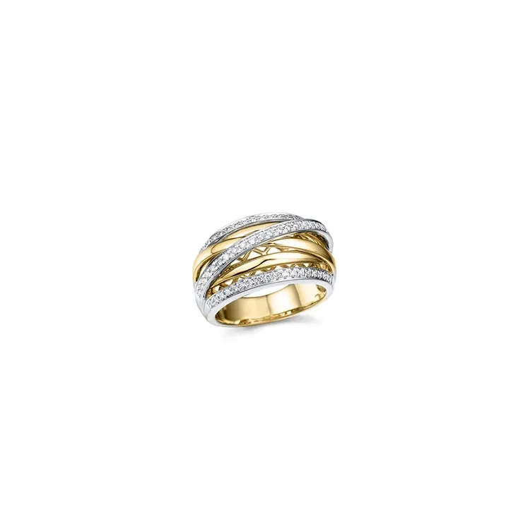 breed diamant ring in 14 karaat goud-en witgoud 0,35 ct