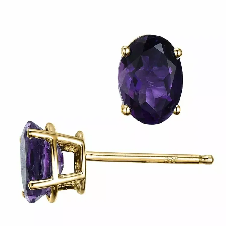 2 x 0,80 ct paarse amethist oorsteker in 14 karaat goud met amethist 