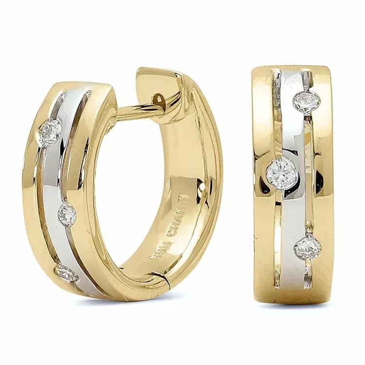 13 mm diamant creool in 14 karaat goud en witgoud met diamant