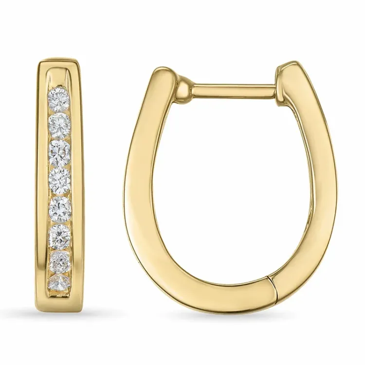 Creool in 14 karaat goud met diamanten