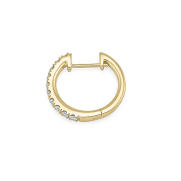 1/2 paar 15 mm diamant creool in 14 karaat goud met diamant