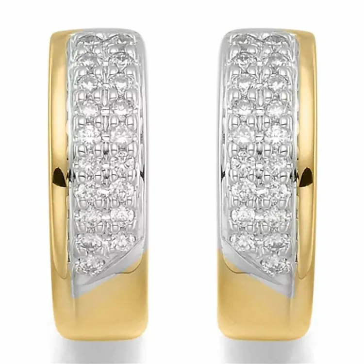 14 mm diamant creool in 14 karaat goud en witgoud met diamant 