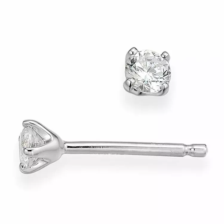 diamant oorsteker in 14 karaat witgoud met diamant