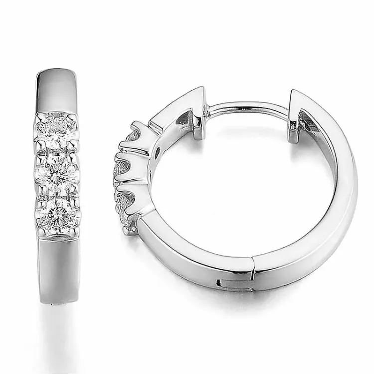 16 mm diamant creool in 14 karaat witgoud met diamant