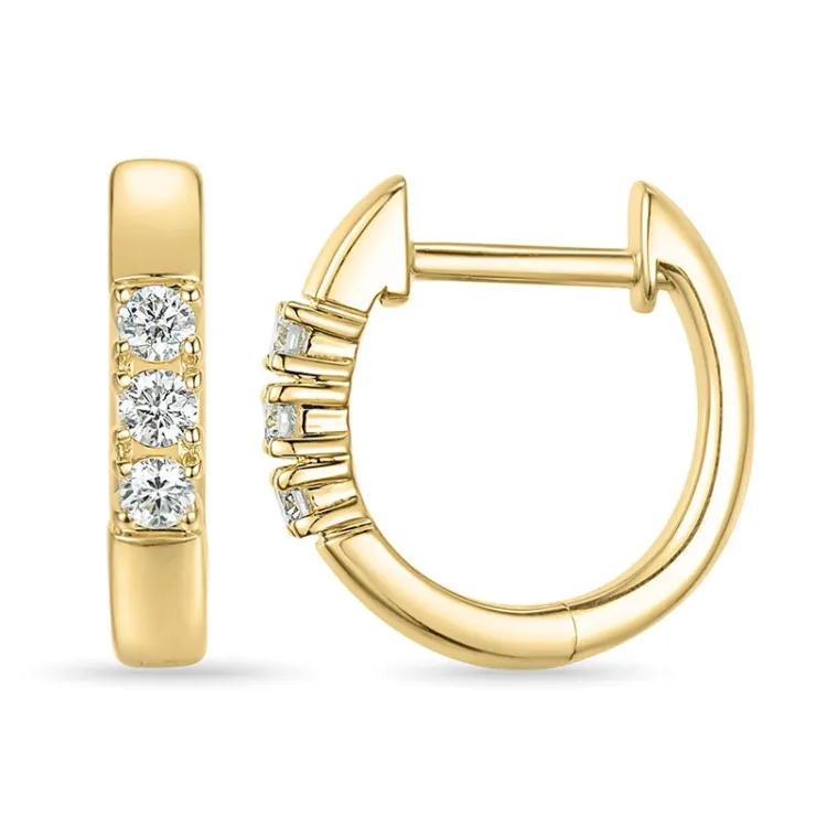 diamant creool in 14 karaat goud met diamant