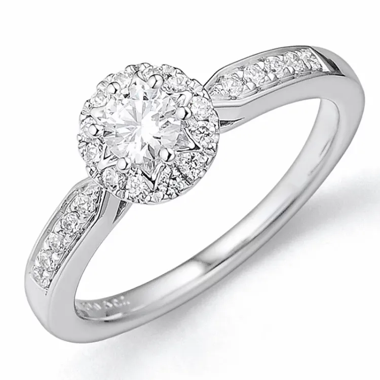 briljant ring in 14 karaat witgoud 0,25 ct 0,20 ct