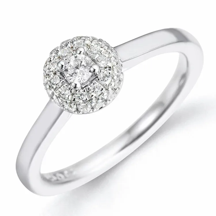 diamant ring in 14 karaat witgoud 0,27 ct