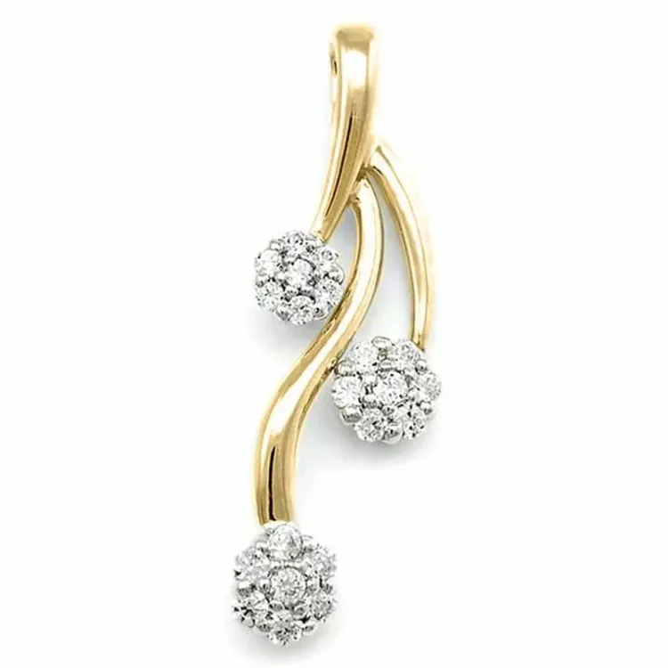 abstract diamanten hanger in 14 caraat goud-en witgoud 0,25 ct