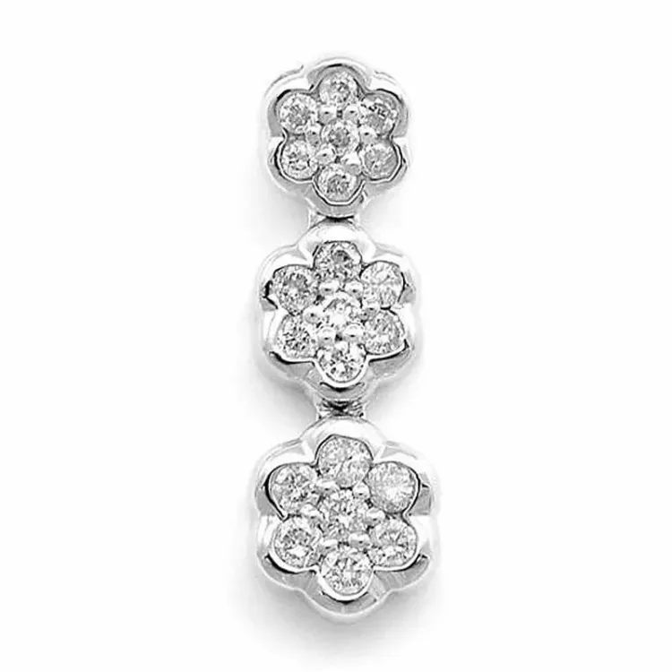 bloem diamanten hanger in 14 caraat witgoud 0,15 ct