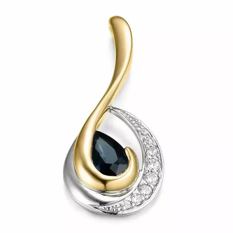 abstract saffier diamanten hanger in 14 caraat goud-en witgoud 0,071 ct