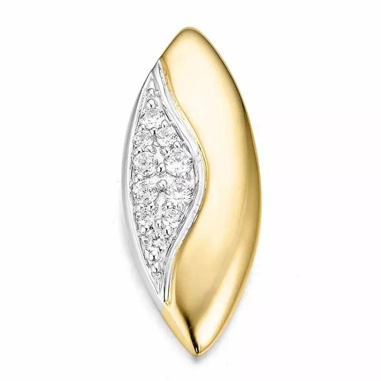 Ovaal diamant hanger in 14 caraat goud-en witgoud 0,214 ct