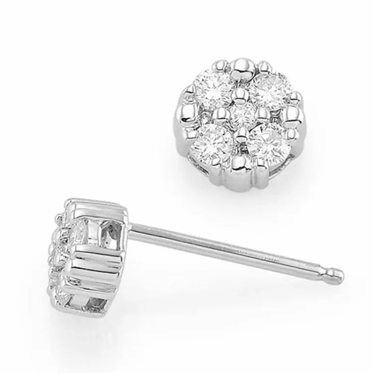 Echt diamant oorbellen in 14 karaat witgoud met diamanten